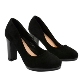 Černé lodičky na sloupku LEI-69 černý 2