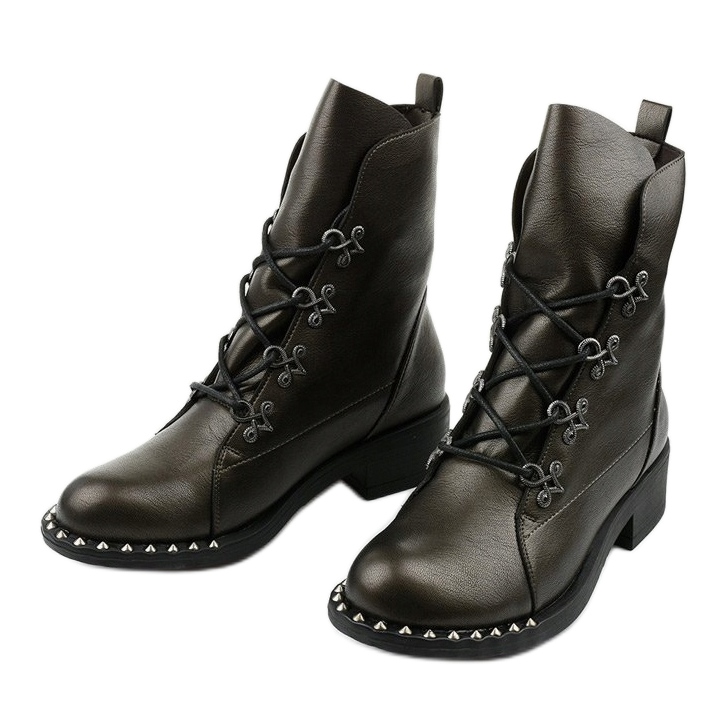 Dámské hnědé boty s cvočky Aqua hnědý 2 Dámské hnědé boty s cvočky Aqua hnědý 2