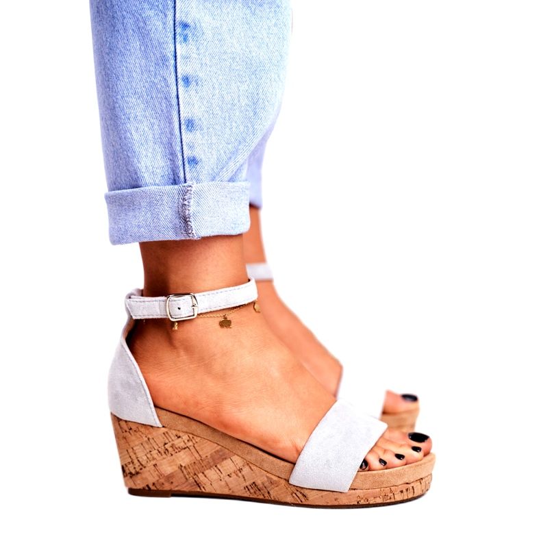 SEA Dámské sandály na klínku šedé MarryMe šedá 3