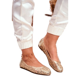 Lu Boo Dámské balerínky se zlatým prolamovaným pletením 1