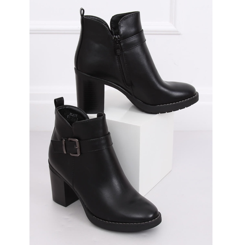 Černé kozačky na širokém podpatku BM-9078 Black černý 2