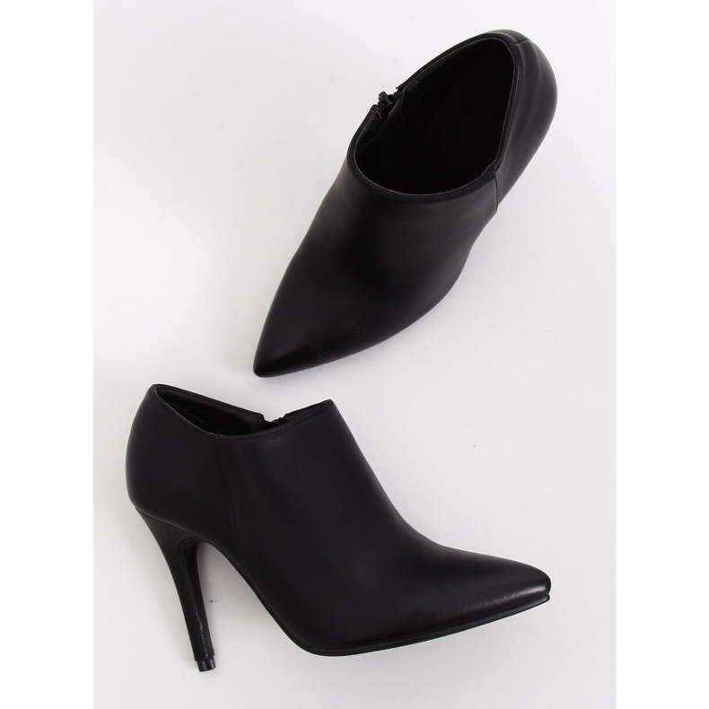 Černé kožené boty na špendlíku TX-1850-1 Black černý 1