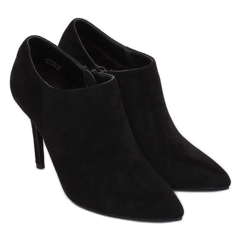 Černé semišové boty na jehlovém podpatku TX-1850 Black černý 1