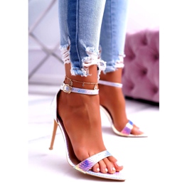 Dámské sandály na vysokém podpatku Lu Boo Opalescent Debbi bílý růžový stříbrný 1 Dámské sandály na vysokém podpatku Lu Boo Opalescent Debbi bílý růžový stříbrný 1