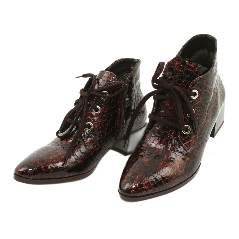 Gamis Lakované boty z hadí kůže 4055 hnědý 2