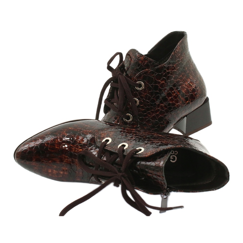 Gamis Lakované boty z hadí kůže 4055 hnědý 4