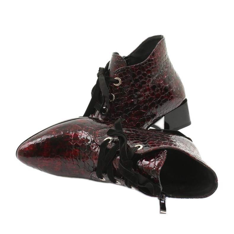 Gamis Lakované boty z hadí kůže 4055 černá červené 4