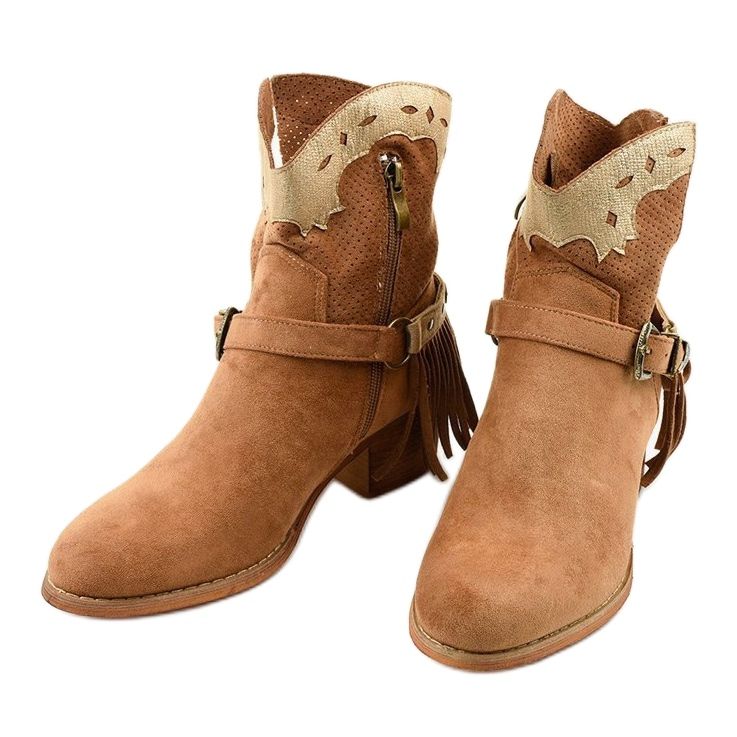 Generační hnědé semišové kotníkové boty na sloupek hnědý 2