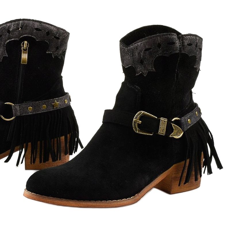 Černé semišové kotníkové boty s generační hvězdou černá 1