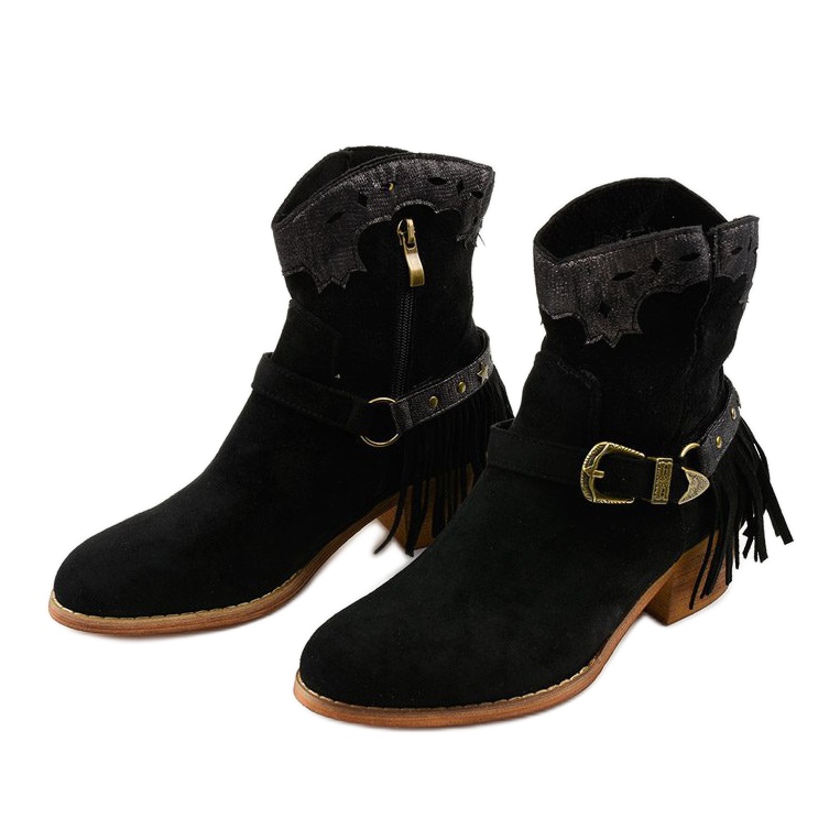 Černé semišové kotníkové boty s generační hvězdou černá 2