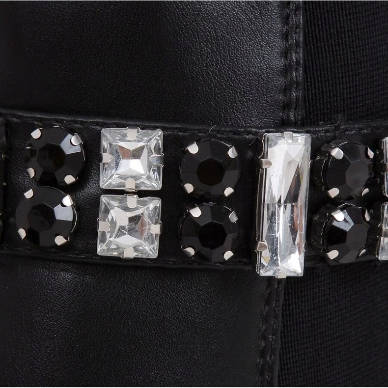 Boty zdobené kamínky černé CH19176 černé černá 1