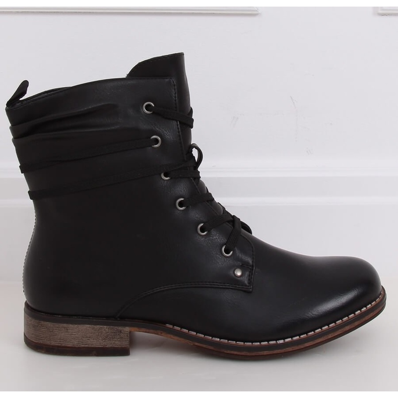 Černé boty šněrovací černé boty PG08 černé černá 2