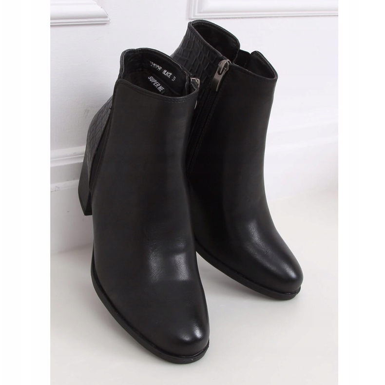 Černé kozačky na širokém podpatku HFN-0759 Black černý 2