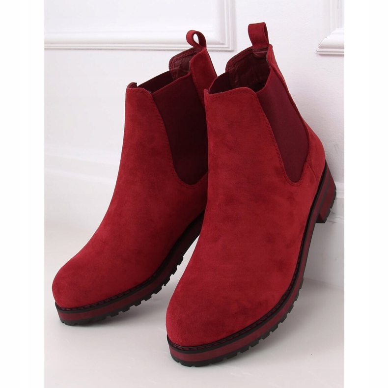Maroon dámské boty F-3799 Wine červený 1