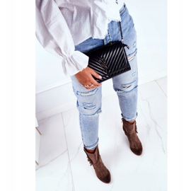 Exquisite Dámské kozačky Quintana z cappuccina kůže na vysokém podpatku hnědý 2