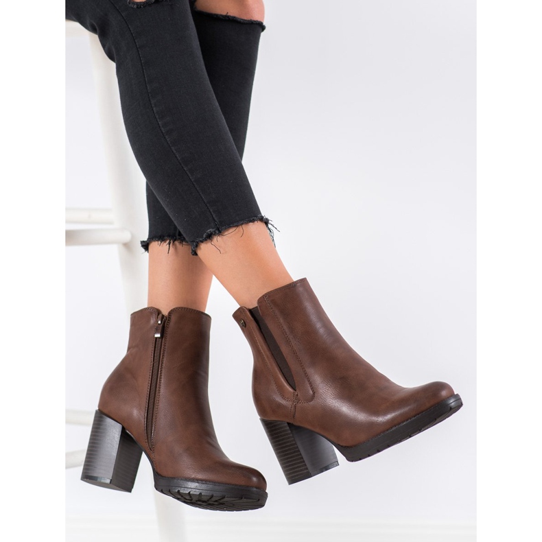 Weide Pohodlné kozačky na sloupku hnědý 2