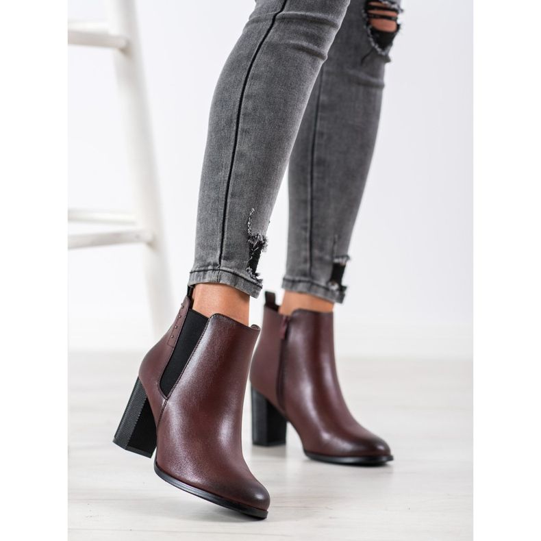 SHELOVET Boty s ozdobnou patou hnědý 1