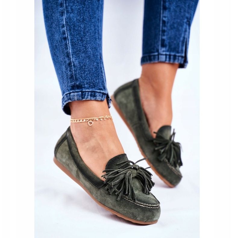 Dámské mokasíny Maciejka kožené olivové 04830-24 zelená 1 Dámské mokasíny Maciejka kožené olivové 04830-24 zelená 1