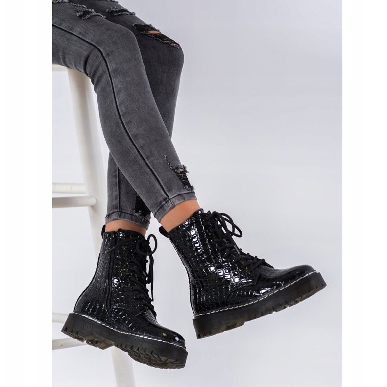 SHELOVET Boty se vzorem černá 1