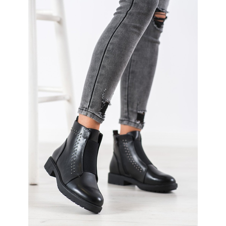 Sergio Leone Pohodlné kozačky s gumičkou černý 2