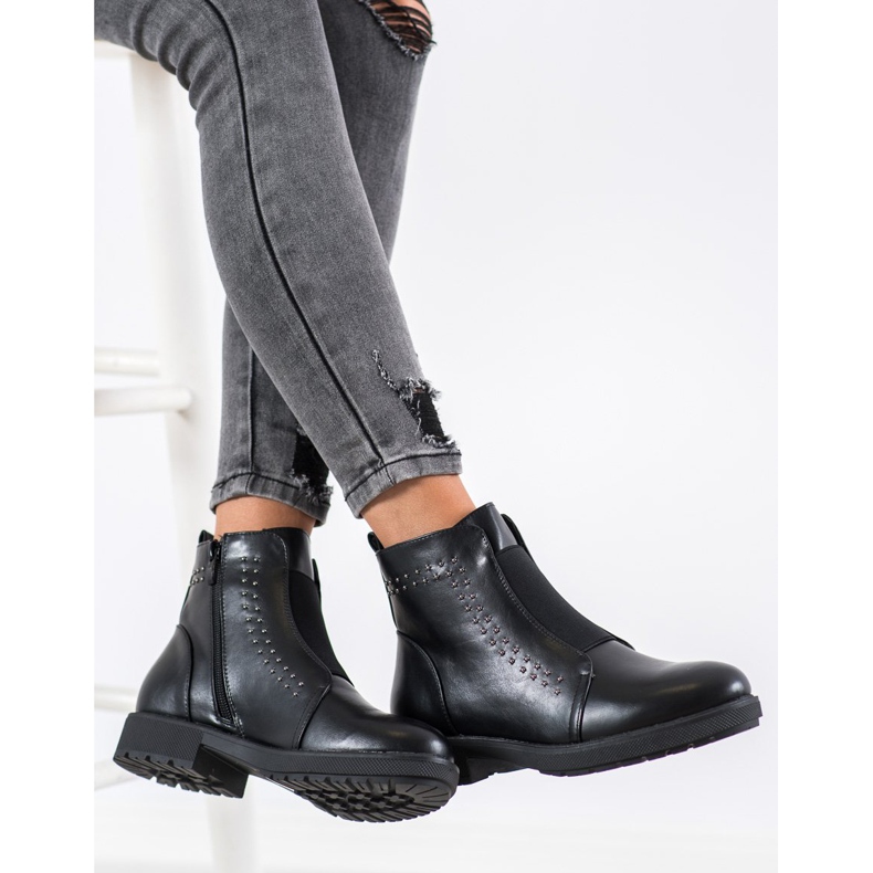 Sergio Leone Pohodlné kozačky s gumičkou černá 1