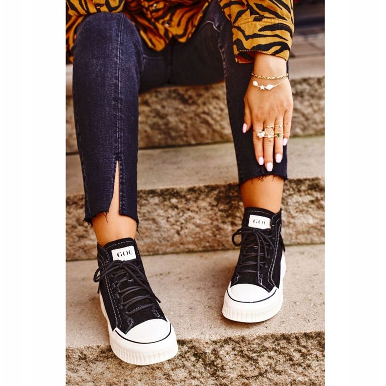 Dámské sportovní kožené boty GOE černé GG2N3062 černá 2