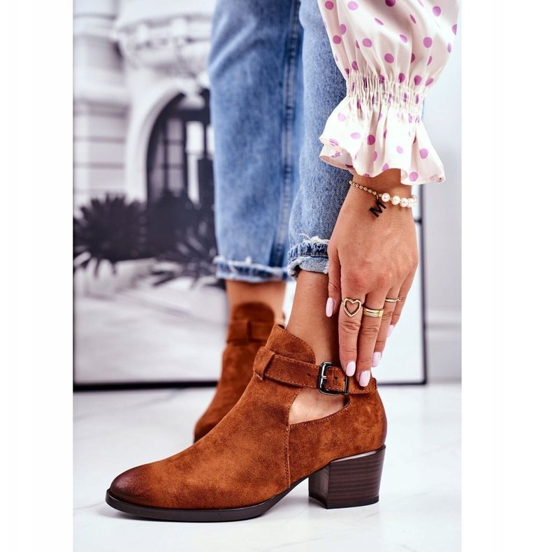 Vinceza Dámské boty na vysokém podpatku s výřezy Camel Sicily hnědý 1