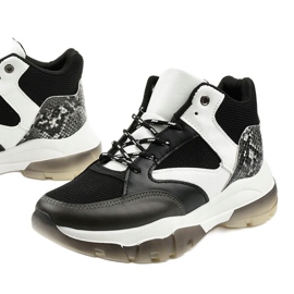 Černé nazouvací tenisky Barettos bílý černý 1