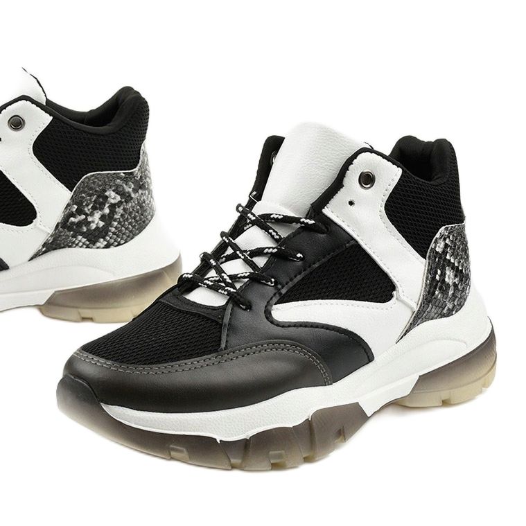 Černé nazouvací tenisky Barettos bílý černý 1