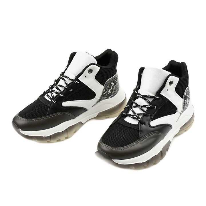 Černé nazouvací tenisky Barettos bílý černá 2 Černé nazouvací tenisky Barettos bílý černá 2