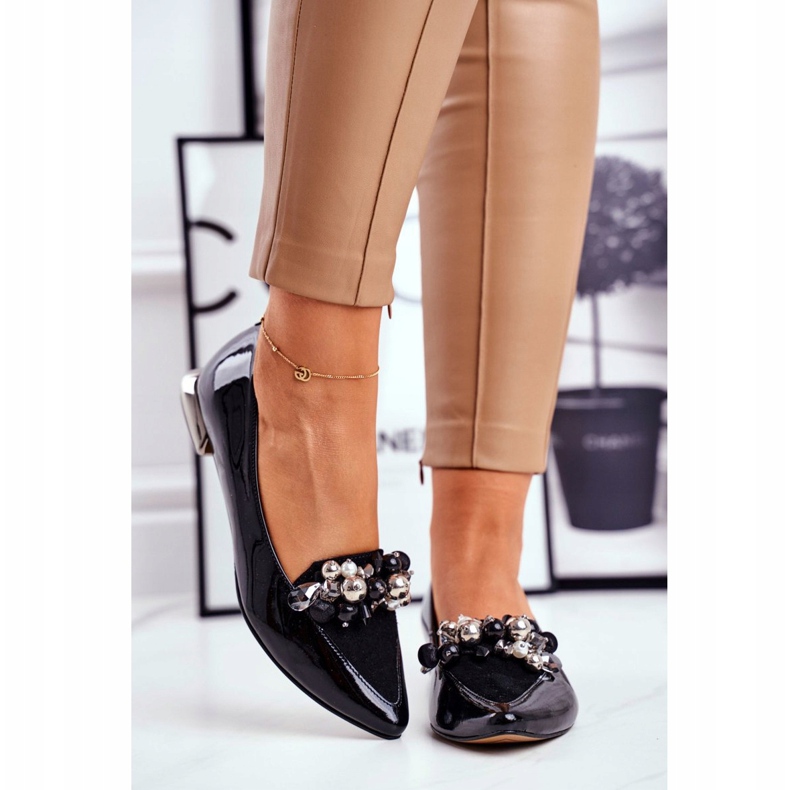Dámské baleríny Laura Messi Leather Black 2157 černý 2
