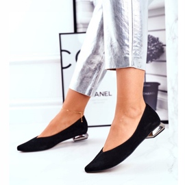 Dámské baleríny Laura Messi Leather Black 2149 černý 2
