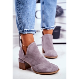 Dámské kozačky na vysokém podpatku vystřihly šedé mini meliori šedá 2