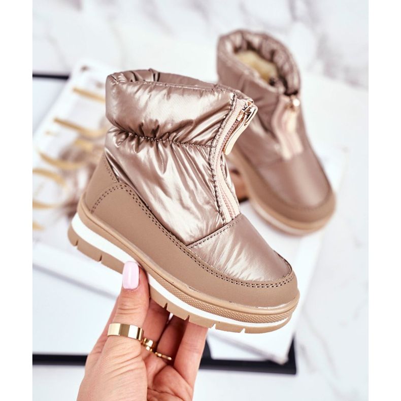 WEESTEP Dětské vlněné teplé sněhové boty Golden Bubbles zlatý 2