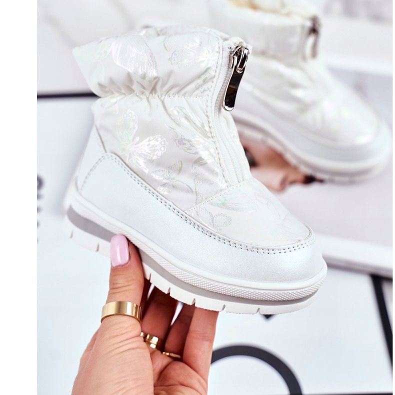 WEESTEP Dětské vlněné teplé sněhové boty bílé bubliny bílý 2