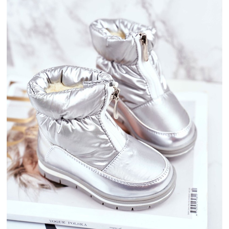 WEESTEP Dětské vlněné teplé sněhové boty Silver Bubbles stříbro 1
