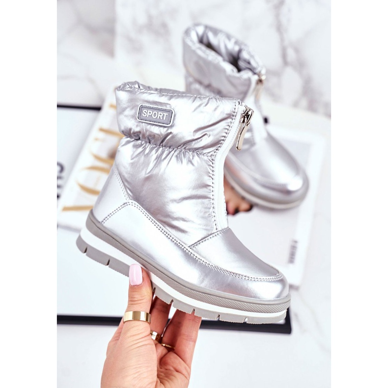 WEESTEP Dětské vlněné teplé sněhové boty Silver Bubbles stříbro 1