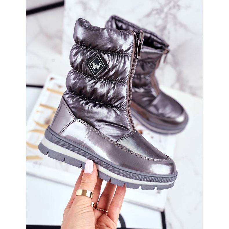 WEESTEP Dětské sněhule zateplené vlněnou tmavě šedou mumií šedá 1