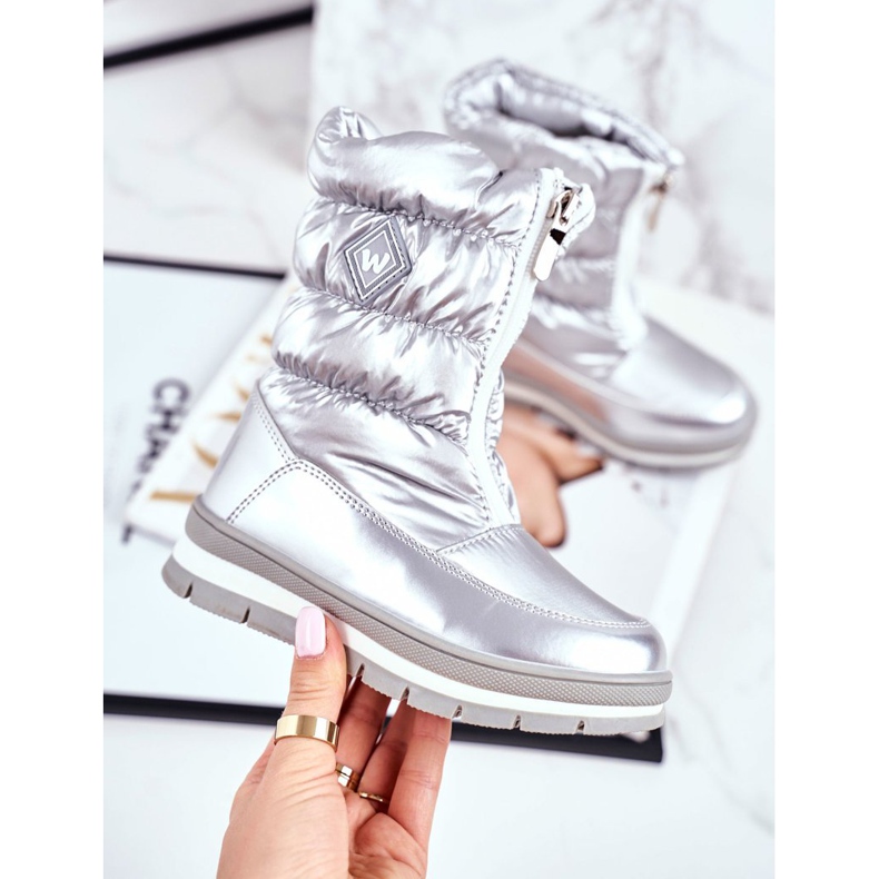 WEESTEP Dětské vlněné teplé sněhové boty Silver Mumm stříbrný 1