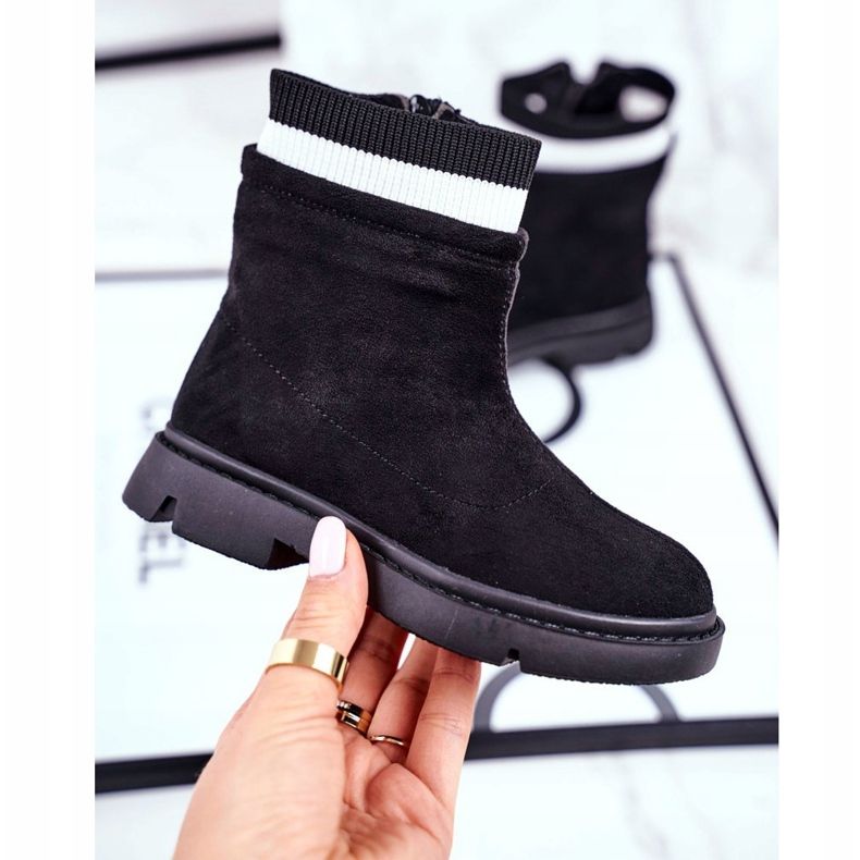 Apawwa Dětské černé teplé botičky Pinko černá 1