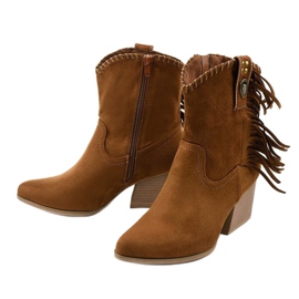 Hnědé semišové kovbojské boty od Lamimeila hnědý 2