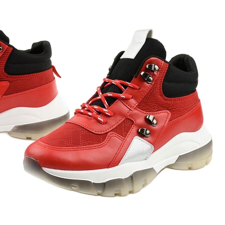 Červené módní sportovní tenisky z ekokůže Donatella černá 1