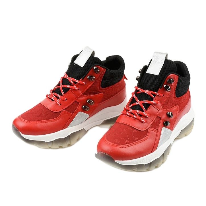 Červené módní sportovní tenisky z ekokůže Donatella černá 2