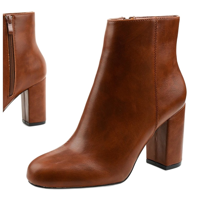 Hnědé kozačky na sloupku z ekokože Gawler hnědý 1