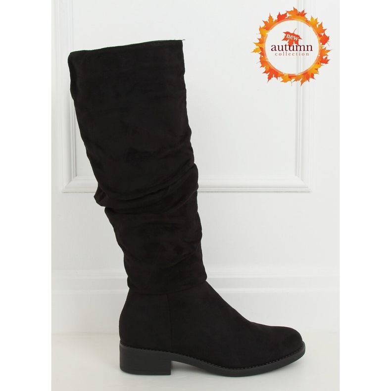 Černé dámské černé kozačky D7525 Black černý 1