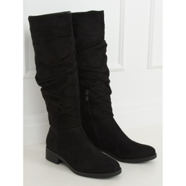 Černé dámské černé kozačky D7525 Black černá 2 Černé dámské černé kozačky D7525 Black černá 2