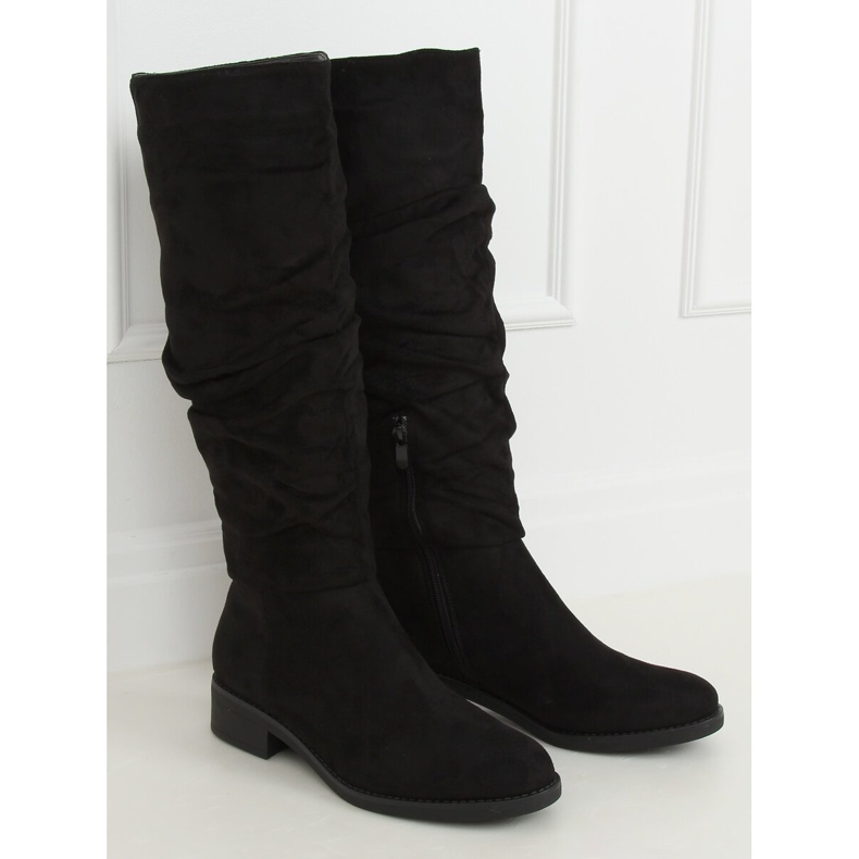 Černé dámské černé kozačky D7525 Black černá 2 Černé dámské černé kozačky D7525 Black černá 2