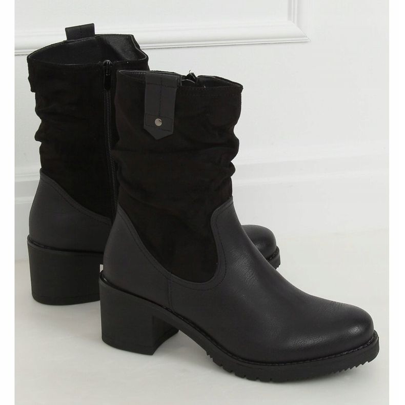 Černé kozačky na vysokém podpatku J19-51 Black černá 1