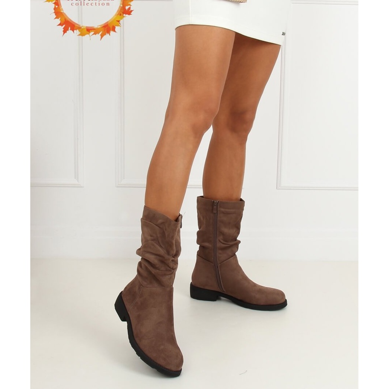 Dámské krátké kozačky tmavě béžové CH1908 Khaki béžový 1 Dámské krátké kozačky tmavě béžové CH1908 Khaki béžový 1