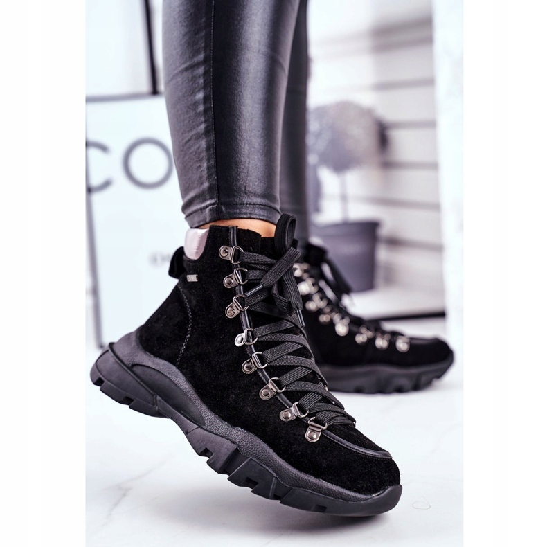 Dámská treková obuv Trappers Leather Suede Big Star GG274893 černý 1